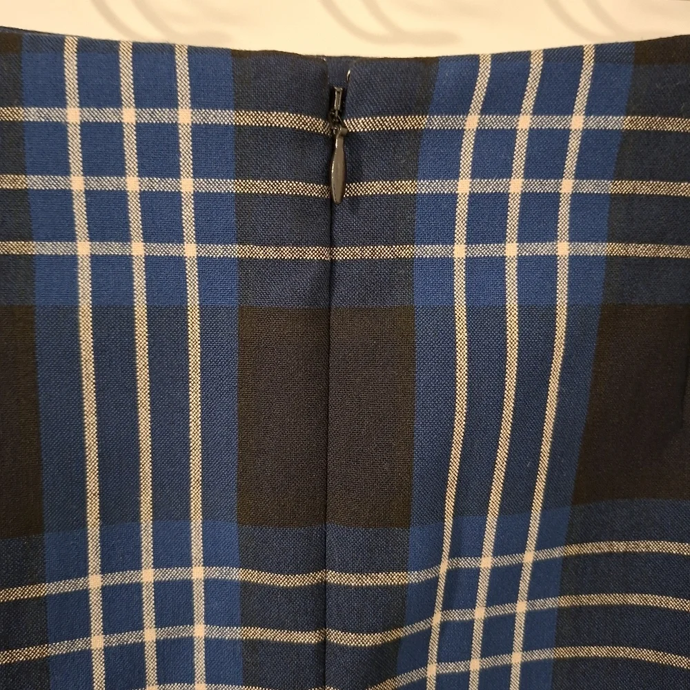 Wilfred Women's Blue & White Preppy Check/Plaid Mini Skirt (Size S) - Picture 3 of 6